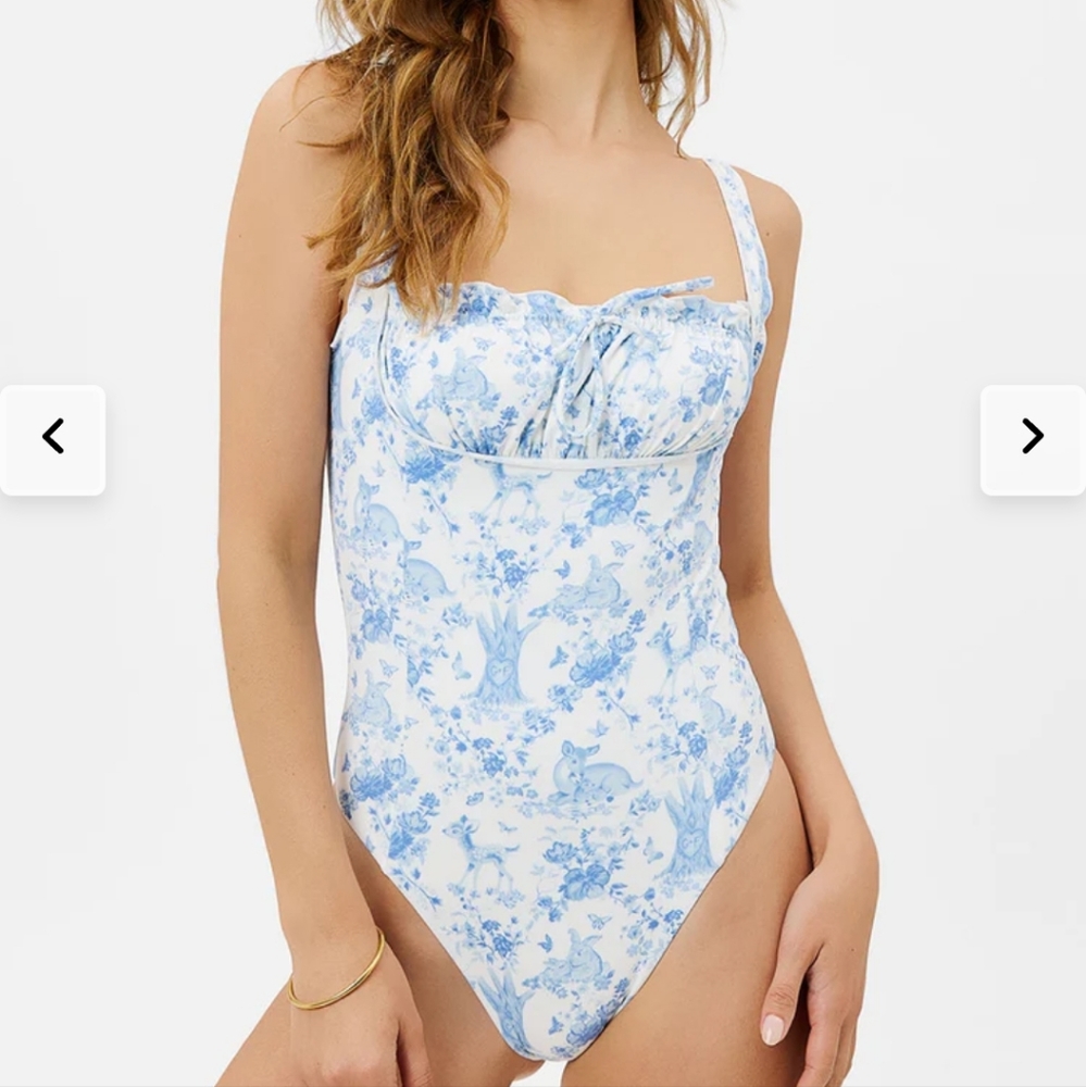 Gigi Hadid Frankies Bikini Fawn Ruffle One Piece Swimsuit